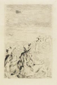 在沙滩上，c。 1892年 作者 皮埃尔·奥古斯特·雷诺阿